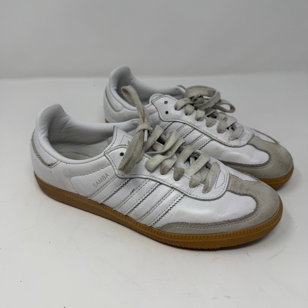 Adidas Samba OG Sneaker White Grey Gum Leather Suede Womens Size 7
